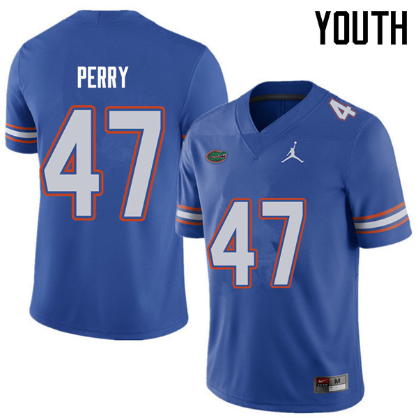 Jordan Brand Youth #47 Austin Perry Florida Gators College Football Jerseys Sale-Royal - Click Image to Close
